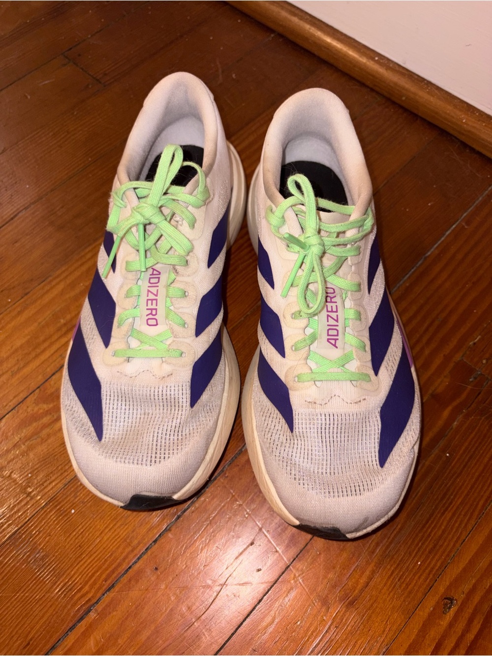 Women's Running Shoes - White with Purple & Lime